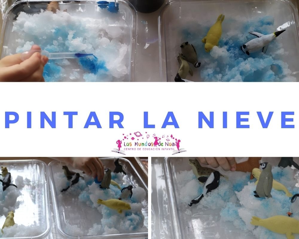 nieve coloreada de azul