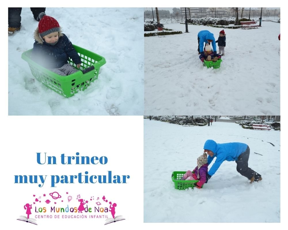 trineo con cesto de la ropa