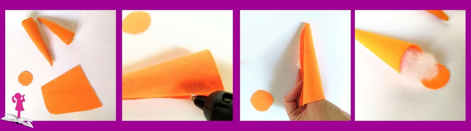 Pasos a seguir para hacer una zanahoria de fieltro para niños