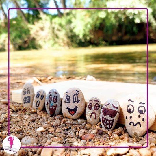 piedras de río pintadas con caras