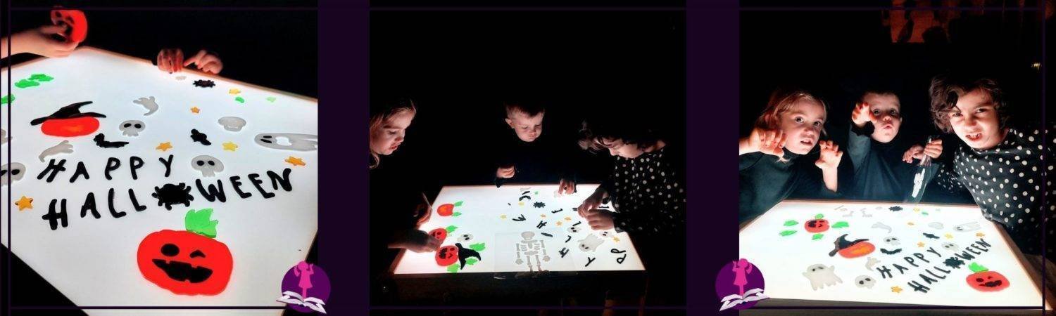 Juegos en la mesa de luz de halloween para niños