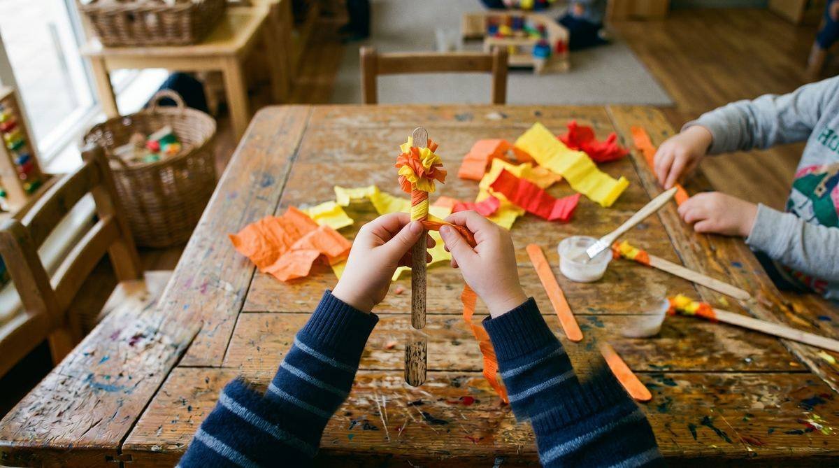 Autumn Song for Kids pompones de papel - Los Mundos de Noa