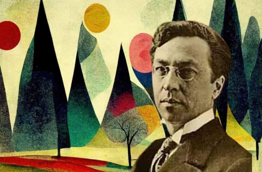 Retrato del pintor Kandinsky sobre una de sus obras