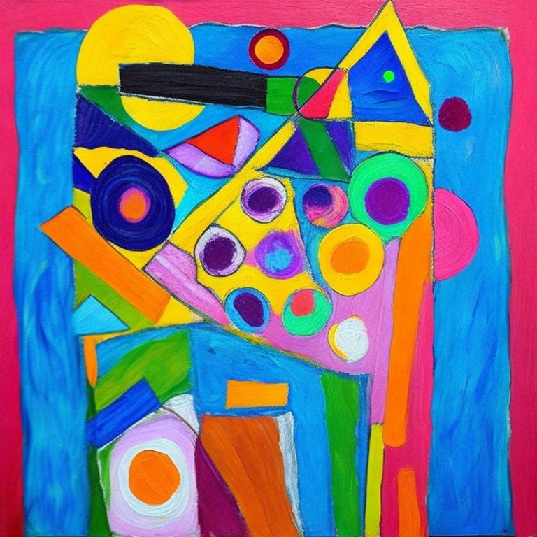 Obra de arte con triángulos y círculos