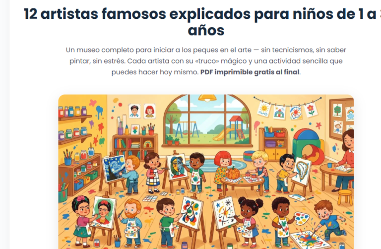 Los 12 artistas famosos para niños — guía completa de actividades infantiles — Los Mundos de Noa