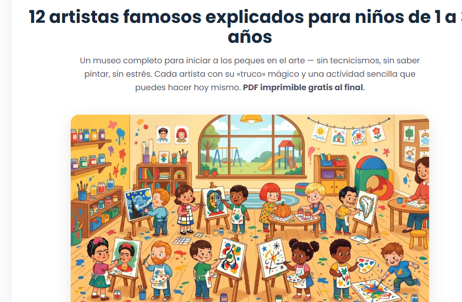 Los 12 artistas famosos para niños — guía completa de actividades infantiles — Los Mundos de Noa