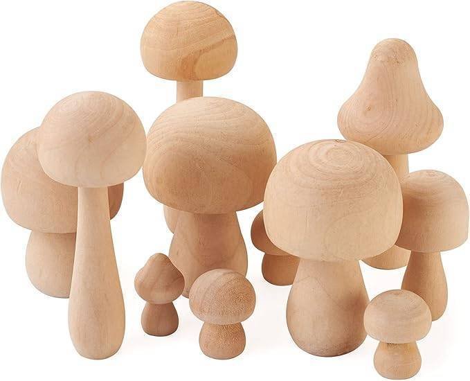 setas champiñones madera natural decorativas botellas sensoriales otoño