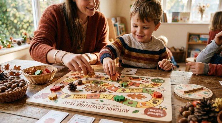 Juego de mesa de otoño para niños educación infantil — Los Mundos de Noa