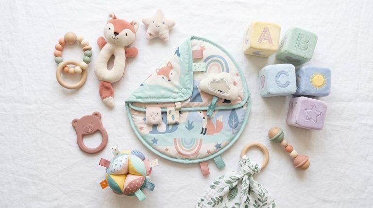 Mejores juguetes para bebé de 0 a 12 meses 2026 sonajero bloques pelota — Los Mundos de Noa