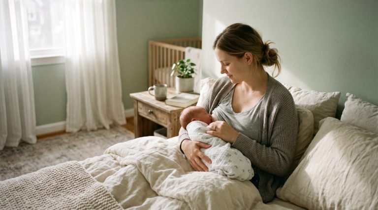 Madre dando pecho a bebé recién nacido lactancia vínculo maternal — Los Mundos de Noa