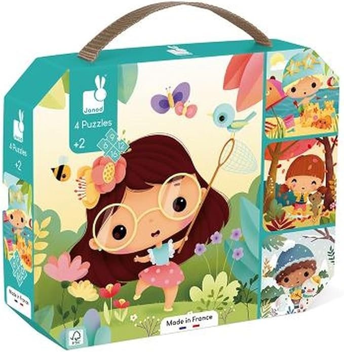 Janod 4 puzzles estaciones niños madera