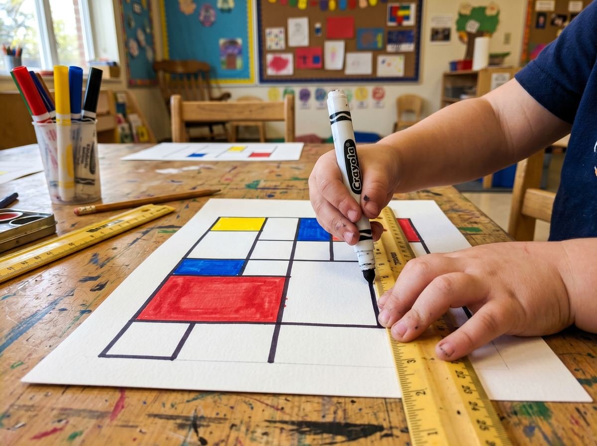 Actividad Mondrian cuadrícula — Los Mundos de Noa