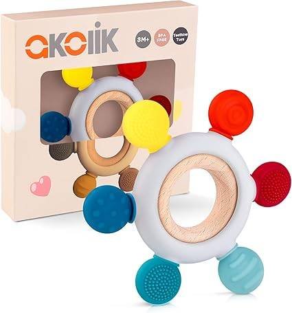 Mordedor bebé silicona remo juguete dentición agarrar forma ergonómica