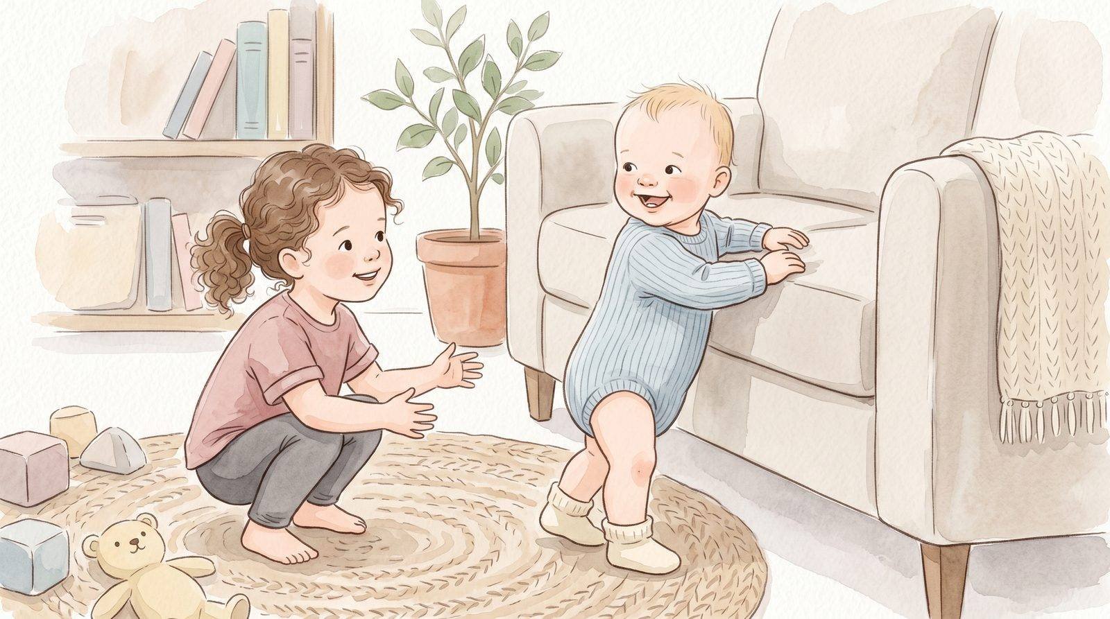 Bebé 9-12 meses de pie con apoyo