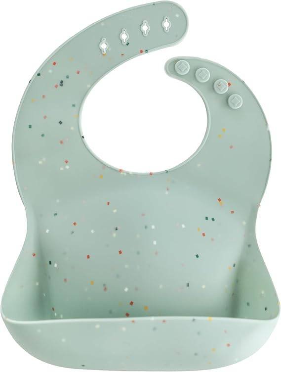 Mushie babero silicona bebé bolsillo recogemigas fácil limpiar