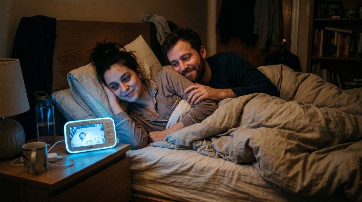 Padres cansados por la noche con bebé — Los Mundos de Noa