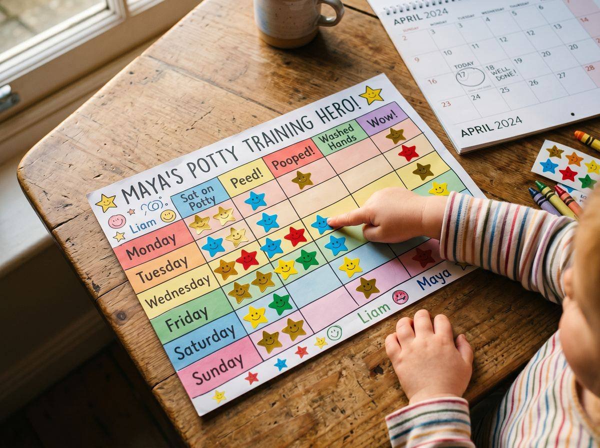 Calendario de estrellitas pegatinas para reforzar control esfínteres — Los Mundos de Noa
