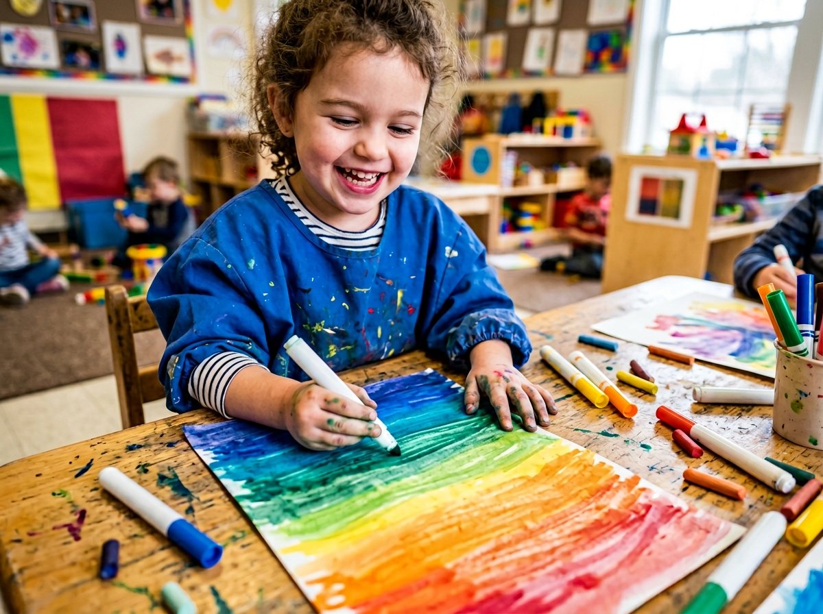 Niño creando degradados de color estilo Rothko — Los Mundos de Noa