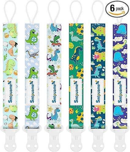 Smlpuame conjunto 6 chupeteros cadena chupete bebé silicona clip colores