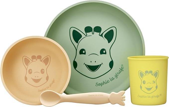 Sophie La Girafe set silicona plato bol vaso cuchara BLW bebé