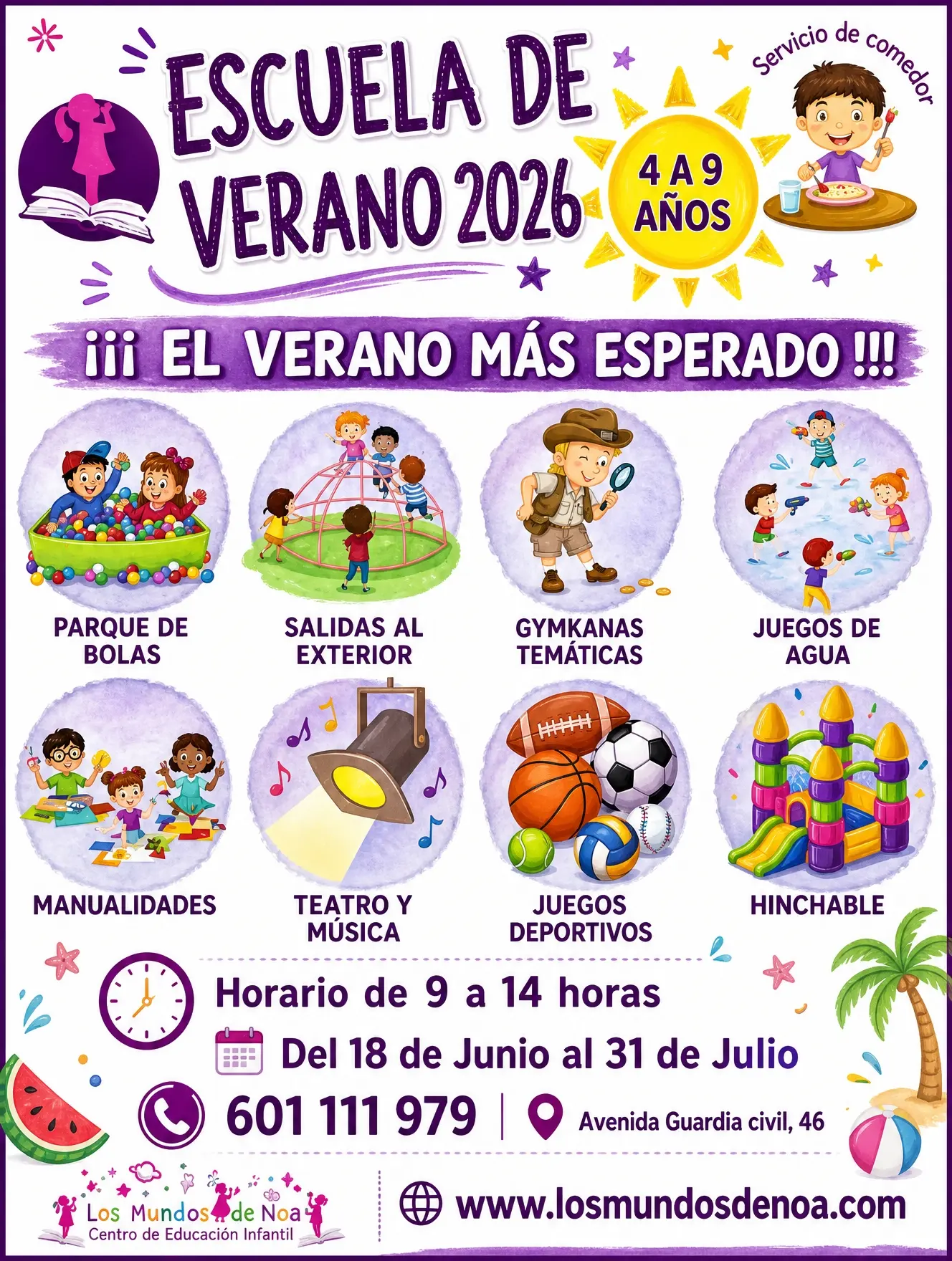 Cartel Escuela de Verano 2026 Los Mundos de Noa