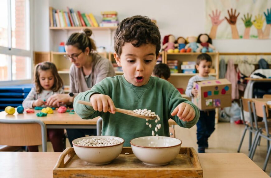 Trasvases con cuchara para niños: actividad Montessori paso a paso (2-4 años)
